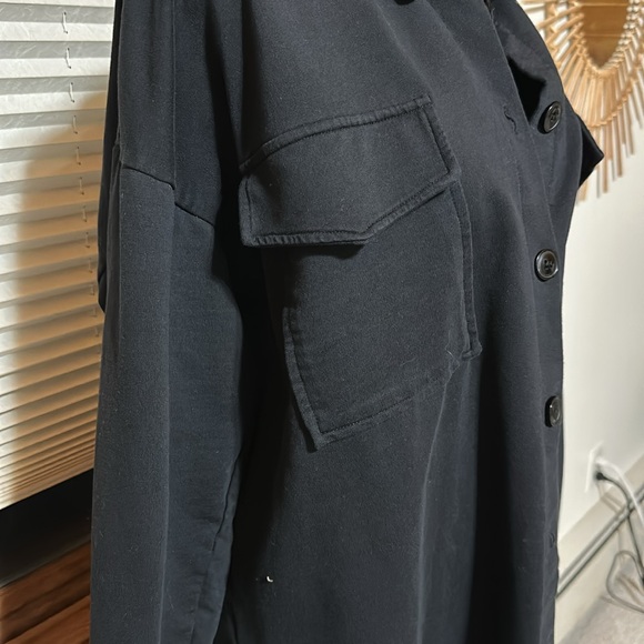 Oversized Black Button Down Tunic Top Shacket - Picture 2 of 6